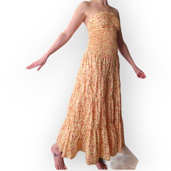 Romantic Floral Tiered Cotton Maxi Dress by Nordstrom size S - Picture 4 of 11